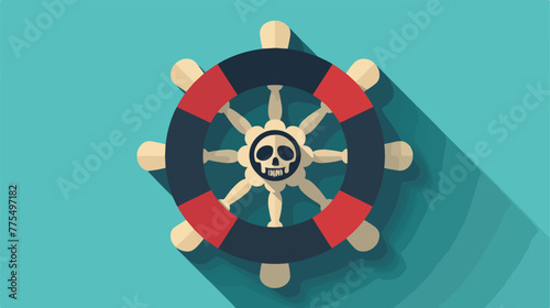 Pirate icon ships helm. Flat design style modern ve