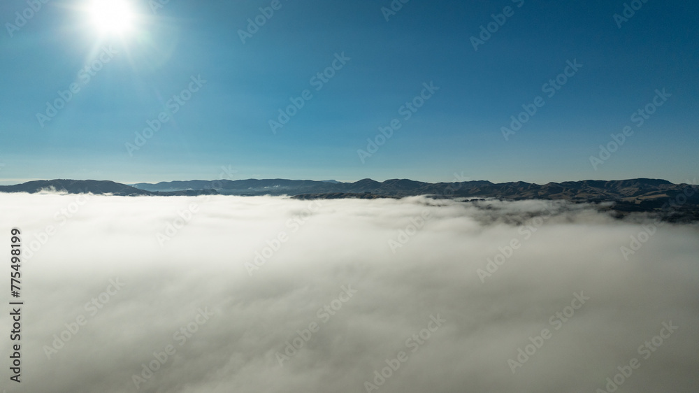 Drone views of the Wairarapa Valley above the clouds