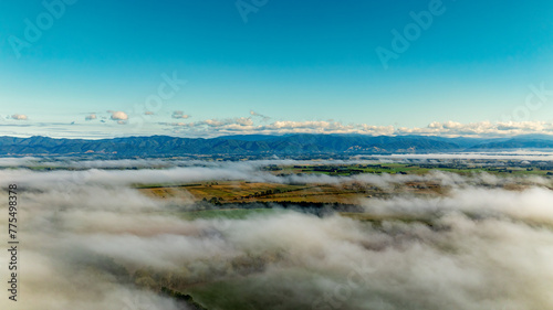 Drone views of the Wairarapa Valley above the clouds