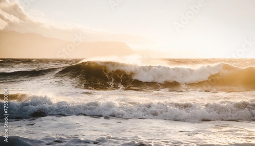 large stormy sea wave in deep blue isolated on white nature of the climate in front generative ai