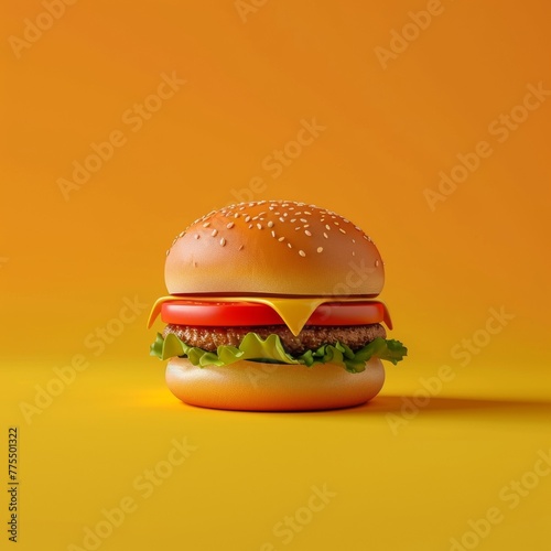 Iconic Burger Art: 3D Cartoon Design for Fast-Food Lovers
