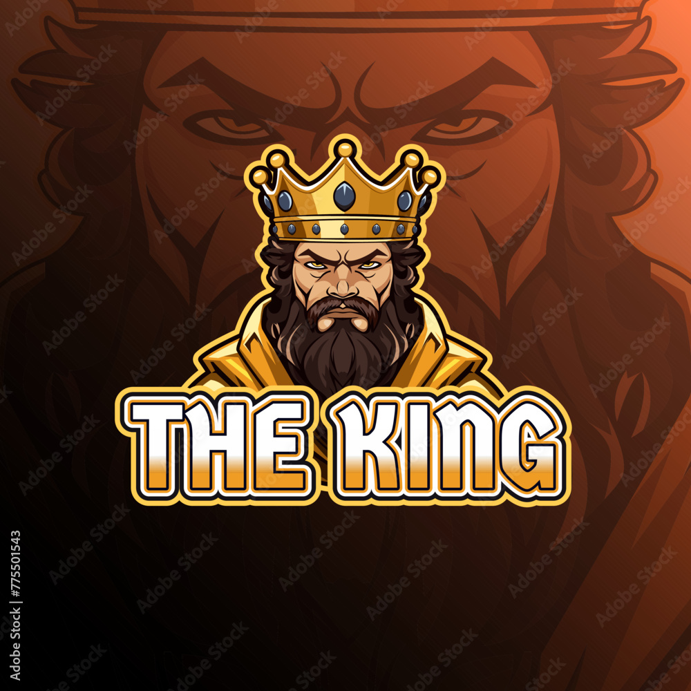 The king mascot logo design vector for badge, emblem, esport and t-shirt printing. Editable Text
