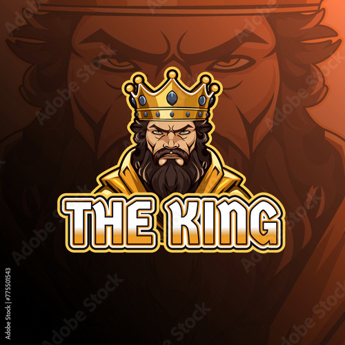 The king mascot logo design vector for badge  emblem  esport and t-shirt printing. Editable Text