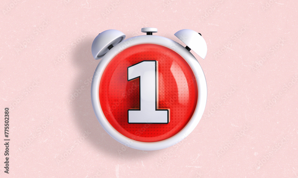 3D illustration of a clock style counter and stopwatch in white color ...