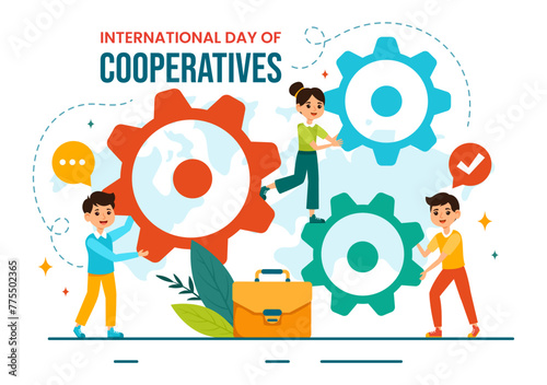 International Day of Cooperatives Vector Illustration on 6 July with People to the Complementary Goals of the United Nations in Flat Background