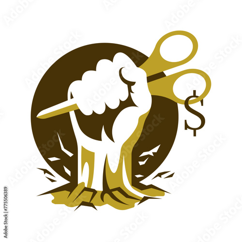 hand raises scissors vector illustration for barber promotional or poster, banner, flyer, t shirt, hoodie, streetwear, apparel, 
