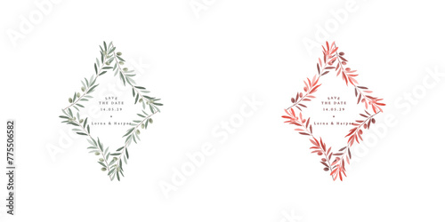 Minimalist botanical frame, olive branches