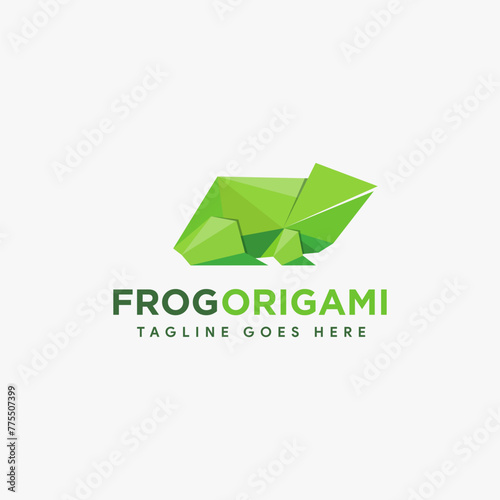 Frog origami logo icon vector template with polygonal logo style