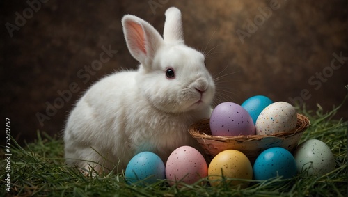 happy easter easter bunny with eggs