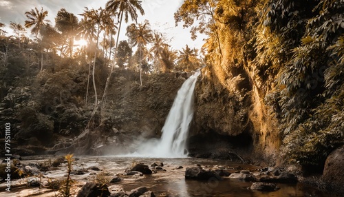 waterfall in jungle ubud bali indonesia