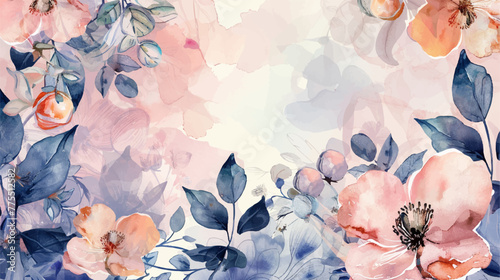 Watercolor floral background. Hand painted watercolor flowers. Hand drawn vector art. #775512582