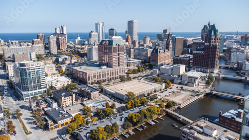 aerial view of city skyline