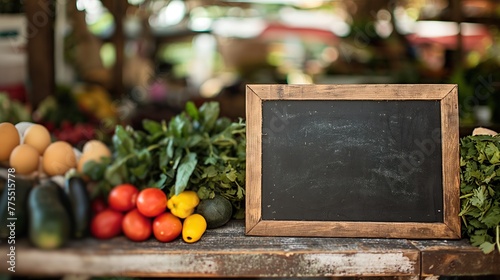 Farmers Market Fresh Vegetable Background with Chalkboard