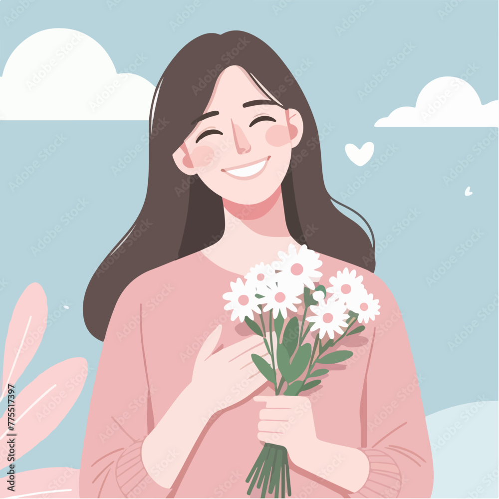 vector image of woman with joyful expression
