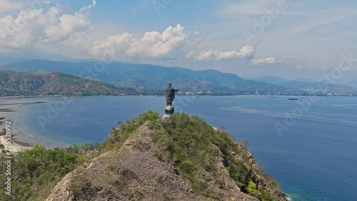 Cape Fatucama, Dili, East Timor - Cristo Rei of Dili Statue - Wide Shot photo