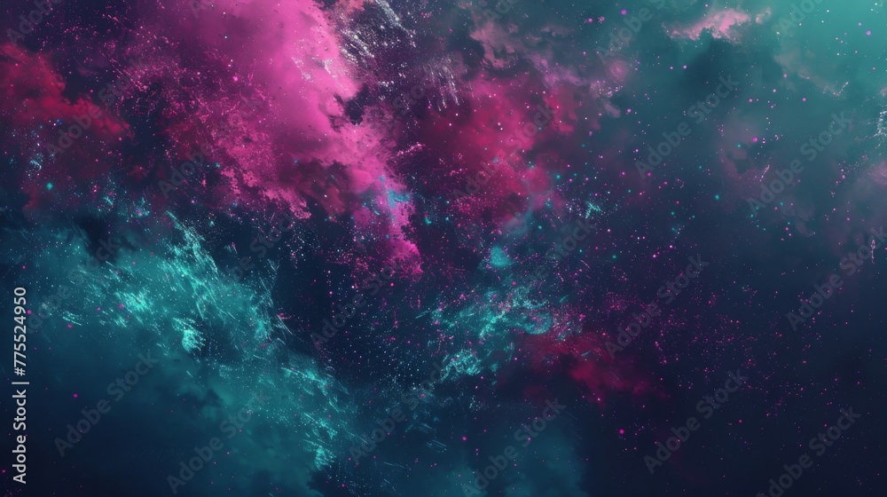 Gorgeous shades of magenta and turquoise dance across a canvas of deep space. Gorgeous shades of magenta and turquoise dance across a canvas of deep space.