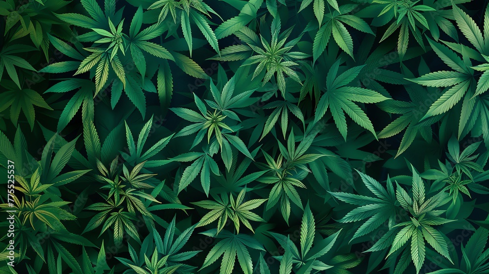 The background of the marijuana plant is lush green with dense leaves The background of the marijuana plant is lush green with dense leaves