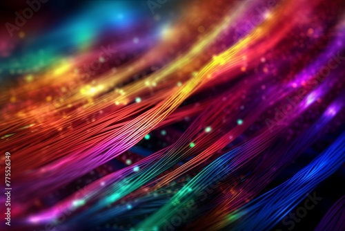 Vibrant Fiber Optics Colorful Technological Background 
