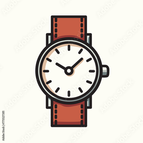 Illustration Vector Graphic Cartoon of a Wristwatch Icon, Symbolizing Time, Fashion, and Functionality in a Playful
