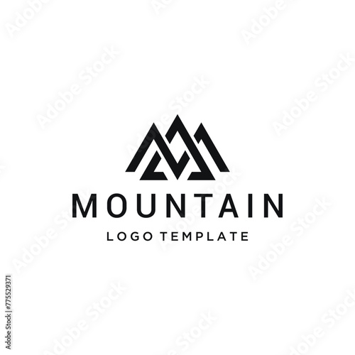 Initial Letters M MA AM Mountain Peak with Outdoor Mountain View Logo Design