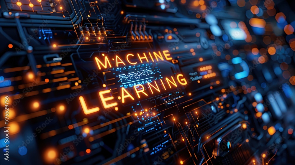 Concept for a commercial background image on the topic of machine learning. Banner for advertising. Generative AI Concept for a commercial background image on the topic of machine learning. Banner for advertising. Generative AI