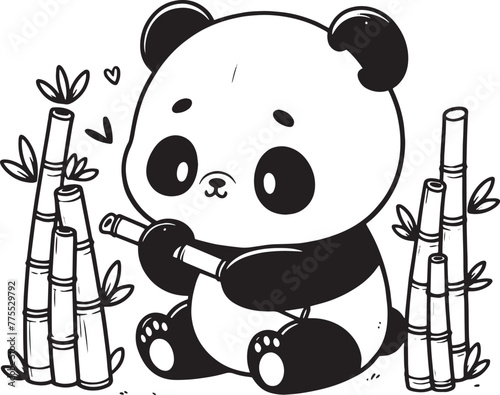 panda and bamboo vector