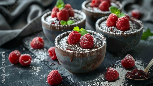 Hot Chocolate Pudding Filled in Raspberry Jam photo