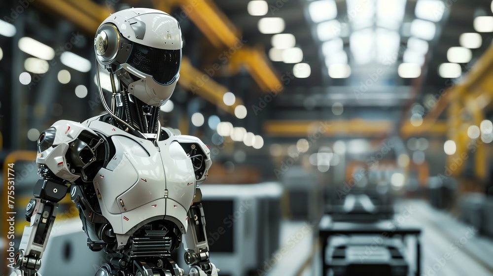 Worker robot in factory warehouse