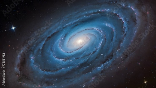 Spiral galaxy amidst star filled space