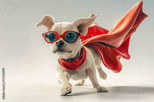 Modern superhero pets, unique illustration, dynamic poses, isolated on white ,3DCG,high resulution,clean sharp focus © Oranuch