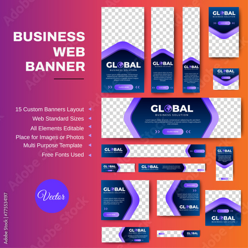 creative web ad banner template design with blue background. vector © ahmad