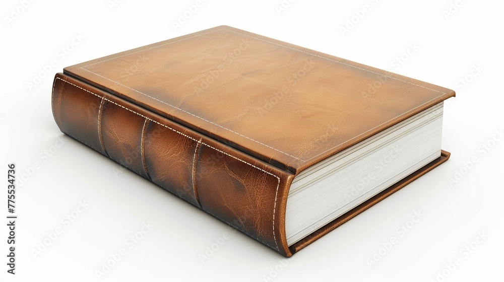 Eink paper book in leather binding, classic meets modern tech, illustration on white ,super realistic,clean sharp focus Eink paper book in leather binding, classic meets modern tech, illustration on white ,super realistic,clean sharp focus