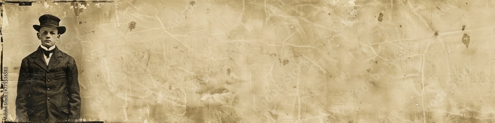 A man dressed in a suit and hat in a vintage black and white photo. Banner. Copy space. Retro style. A man dressed in a suit and hat in a vintage black and white photo. Banner. Copy space. Retro style.
