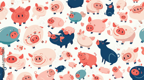 Head pigs pattern 2d flat cartoon vactor illustrati