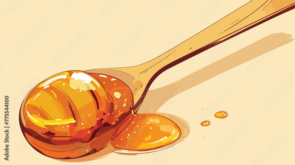Honey spoon sketch. Hand drawn cartoon honey or kit
