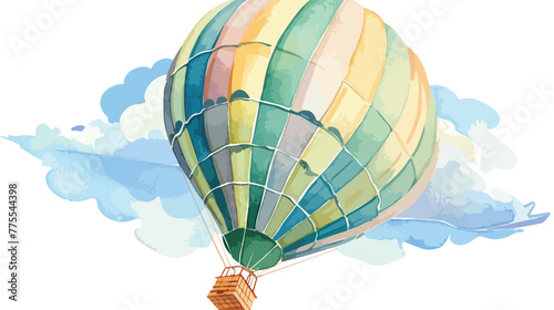 Fototapeta Naklejka Na Ścianę i Meble -  Hot air balloon. Hand-drawn jet. Real watercolor dr