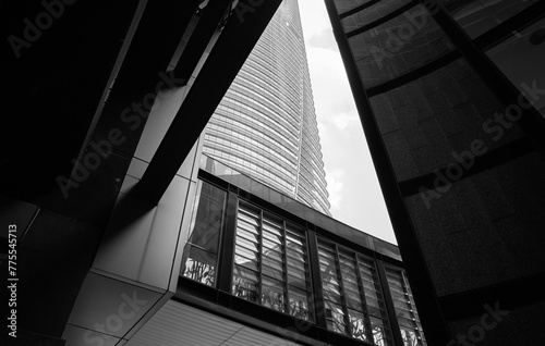 Urban geometryconcept of skyscraper through glass framework © jamesteohart