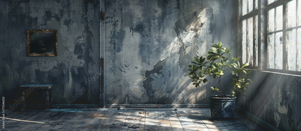 Fototapeta premium A plant in a vase by a window