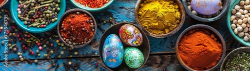 Silk Road spices Easter eggs with exotic spices and colorful markets
