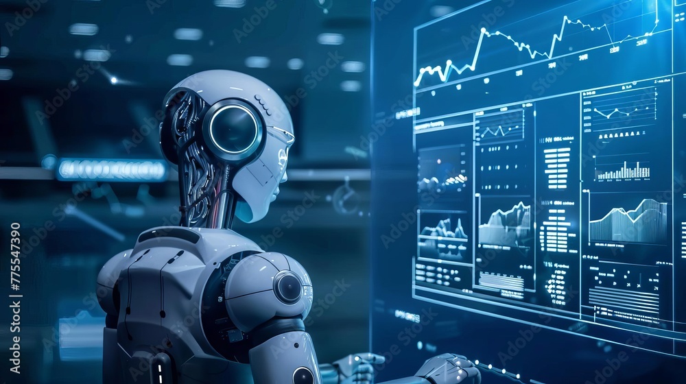 Data-driven business analysis with AI robot technology, abstract background Data-driven business analysis with AI robot technology, abstract background