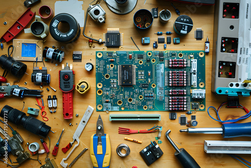 Comprehensive View of a Complex LM555 Timer Project on a Printed Circuit Board 