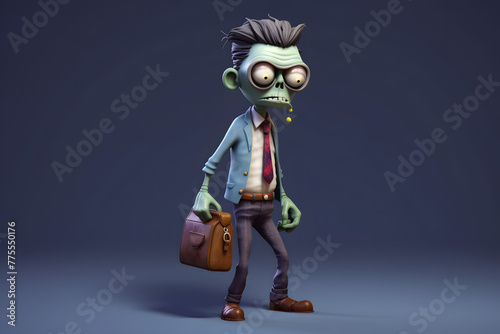 3d zombie in businessman