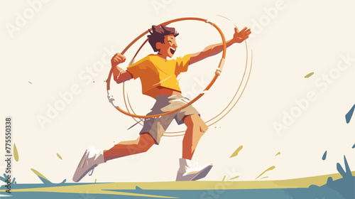Illustration of a young man playing with the hulaho