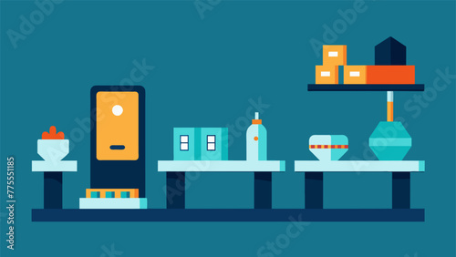 Smallscale models of potential products are lined up on a workbench each one created using AR design and prototyping techniques.