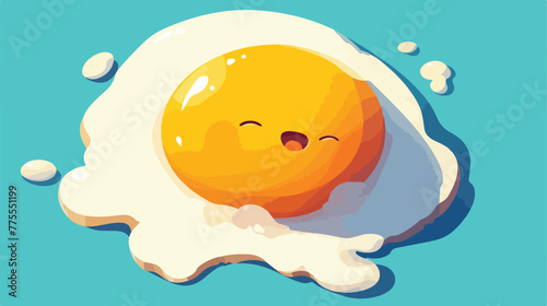 Illustration of an egg with happy face 2d flat cart