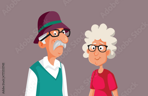 Grandma and Grandpa Vector Cartoon Couple Character Design. Romantic grandparents in a long relationship marriage 
