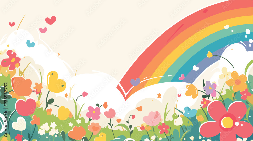 Illustration of an empty template with a rainbow an