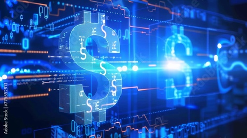 digital currency dollar sign on financial technology background