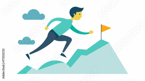 A person engaged in a physically challenging activity such as rock climbing or a marathon reflects the determination and perseverance of