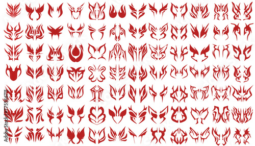 A collection of red tribal design sets. Perfect for tattoo, sticker or logo design collections